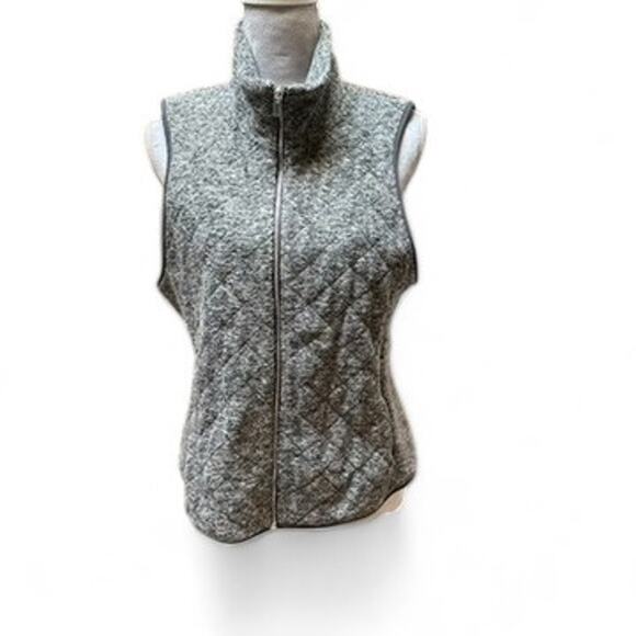 ABERCROMBIE & FITCH Gray Quilted Full Zip Vest Women’s Size L - Picture 1 of 9